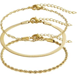 Adornia Set of 3 Assorted Chain Bracelets in Gold at Nordstrom Rack