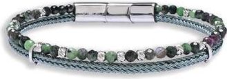 Eye Candy Los Angeles Grayson Layered Semiprecious Stone Bracelet in Silver at Nordstrom Rack