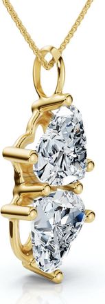 Pompeii3 4Ct Certified Toi Et Moi Heart Shape Pendant 14k Gold Necklace Lab Grown