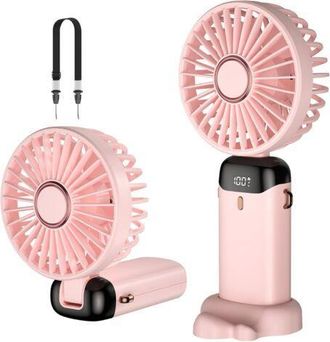 OEM Mini Ventilador Port&aacute;til Recargable Por Usb - 5 Velocidades - Pantalla Led - Bajo Nivel De Ruido - 190 G, F&aacute;cil De Transportar (rosa)
