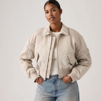 Levi's Bowie Cropped Bomber Jacket - Womens - XS - Grey