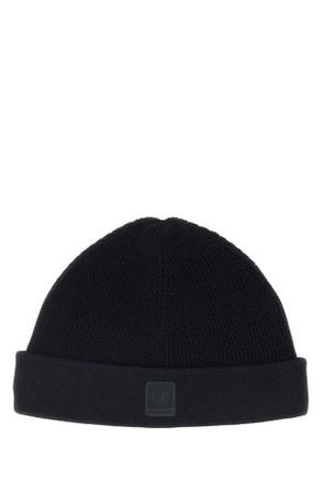 C.P. Company Black Cotton Beanie Hat