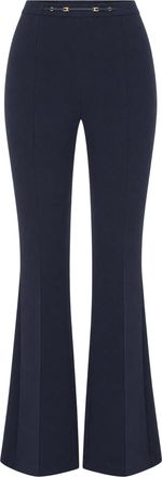 Elisabetta Franchi High-Waisted Flared Navy Trousers with Tailored Fit