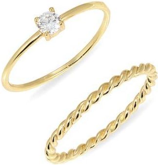 Argento Vivo Set of 2 Solitaire Stacking Rings in Gold at Nordstrom Rack, Size 7
