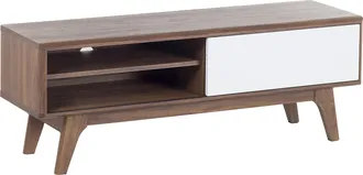 Beliani Beliani - Mueble De Tv Madera Oscura Blanco Estante Almacenaje Gesti&oacute;n De Cables Moderno Buffalo