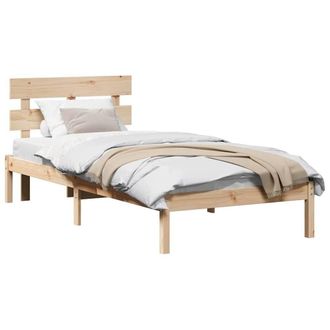 Berkfield Home Sturdy Bed Frame with Headboard 90x190 cm Solid Wood Pine in Light Tan