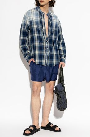 Dsquared2 Silk Shorts With Logo, Mens, Navy Blue