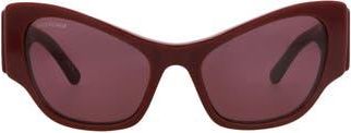 Balenciaga 56mm Cat Eye Sunglasses in Burgundy Burgundy Red at Nordstrom Rack