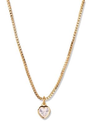 Brook & York Mackenzie Birthstone Heart Pendant Necklace in Gold/April at Nordstrom