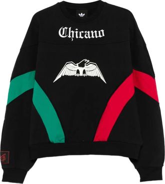 adidas x Willy Chavarria sweater met ronde hals en adelaarprint - Zwart