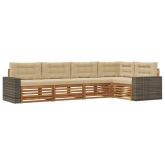 vidaXL Conjunto De Sof&aacute;s De Exterior 5 Pcs Natural Y Beige Vidaxl