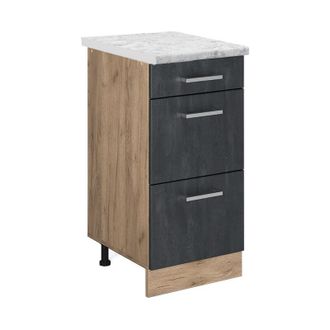 Vicco Mueble Bajo De Cocina R-line, Hormig&oacute;n Negro, 40 Cm Et M&aacute;rmol