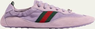 Gucci Shift Mesh and Suede Low-Top Sneakers