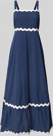 Apricot Midikleid mit Karree-Ausschnitt und Wellensaum in Marine, Gr&ouml;&szlig;e XXL