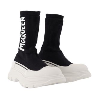 Alexander McQueen Womens Tread Slick Sneakers Black And White Fabric Others Shoes