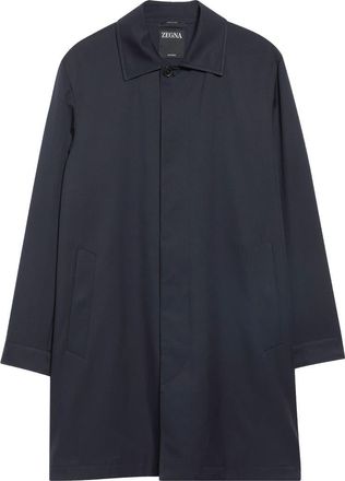 Ermenegildo Zegna Water Repellent Microfiber Twill Raincoat in Navy Blue at Nordstrom, Size 54