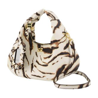 Ganni Womens Zebra-Print Mini Bag White Synthetic