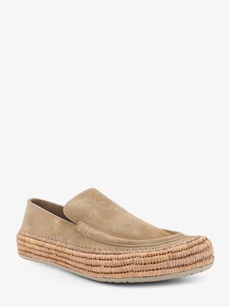 Loewe Mens Loafers Rio Suede-Raffia Beige Suede-Rubber Suede/rubber