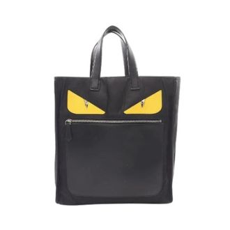 Fendi Pre-owned Bag Bugs Monster Nylon Leather Tote Bag - Heren - Pre-owned - Zwart - Maat: ONE Size Nylon