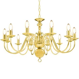 Berkfield Home Chandelier Golden 12 x E14 Bulbs in Gold