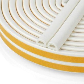 No Brand Burlete Perfil D De 12 M - Junta Autoadhesiva Para Ventanas Y Puertas - Espuma Epdm De 9 X 6 Mm - Aislante Ac&uacute;stico, Antipolvo Y T&eacute;rmico - Blanco