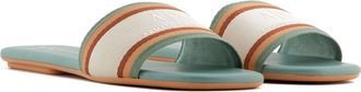 A|X Armani Exchange Women Thin, striped, front logo flat sandal, Green, 6 UK