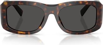 Dolce & Gabbana 57mm Rectangular Sunglasses in Havana /Dark Grey at Nordstrom