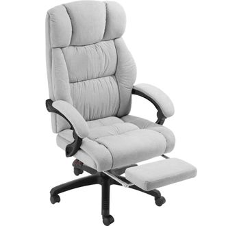 TecTake Silla de oficina con reposapi&eacute;s y tapizado de terciopelo, 360&ordm;, gris