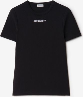 Burberry Ribbed Stretch Cotton T-shirt, Size: XS