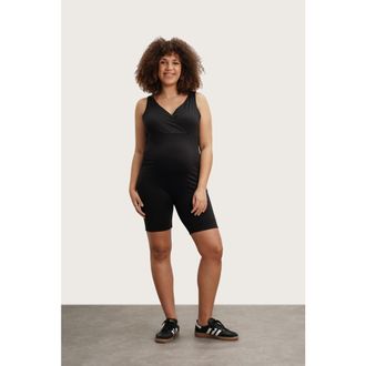 Nom Maternity Stretch & Support Maternity Romper in Black at Nordstrom, Size X-Large