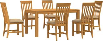 vidaXL Conjunto De Comedor 7 Uds. Beige Madera De Roble S&oacute;lido Vidaxl