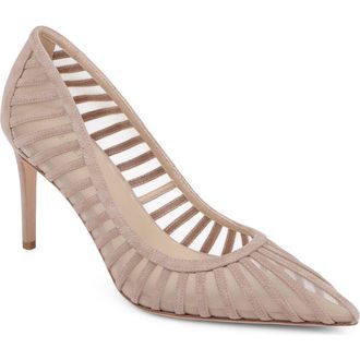 L'agence Lenox Mesh Pump in Cappuccino Suede at Nordstrom, Size 7.5