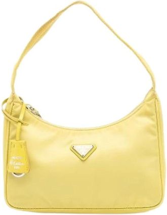 Prada Pre-owned Shoulder Bags, female, Yellow, Size: ONE SIZE Pre-owned Nylon Shoulder Bag