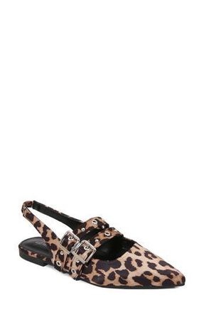 Berness Fabiola Double Buckle Pointed Toe Slingback Flat in Leopard at Nordstrom Rack, Size 6
