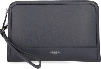 Dolce & Gabbana Atene Pouch - Heren - Schoudertassen - Blauw - ONE Size - Leer - Tassen