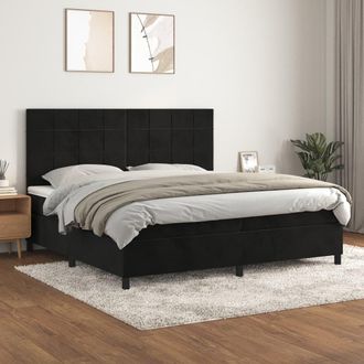 vidaXL Vidaxl - Cama Box Spring Con Colch&oacute;n Terciopelo Negro 200x200 Cm