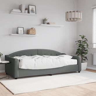 vidaXL Sof&aacute; Cama Con Colch&oacute;n Tela Gris Oscuro 90x200 Cm Vidaxl