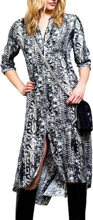 Go Silk Go Get Schooled Snake Print Midi Dress In Black Multi