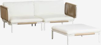 Sklum Sof&aacute; Modular De Jard&iacute;n De 2 Piezas Con 2 M&oacute;dulos Esquineros Y Puff En Acero Roubly Sklum