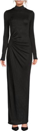 Rag & Bone Agnes Ruched A-Line Turtleneck Maxi Dress In Black