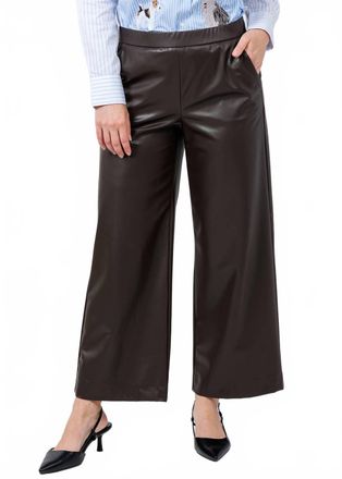 Raffaello Rossi Palina 6/8 Vegan Leather Culotte Pants In Tabak