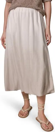 DKNY Dip Dye Bubble Hem Linen Blend Midi Skirt in Sandstone at Nordstrom, Size X-Small