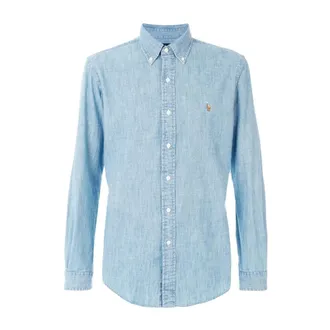 Polo Ralph Lauren Overhemden, Heren, Blauw, S, Katoen, Chambray Sportshirt