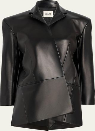 Khaite Palto Asymmetric Leather Jacket