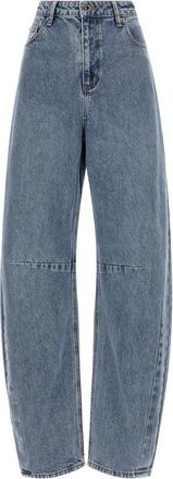 Self Portrait Barrel Leg Jeans - Dames - Loose Fit Jeans - Blauw - W25 - Katoen - Jeans