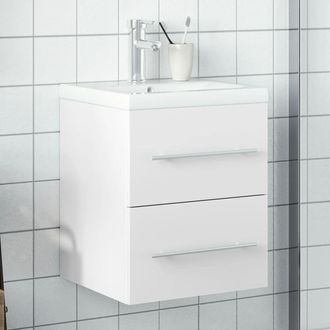 Berkfield Home Bathroom Sink Cabinet with Built-in Basin White