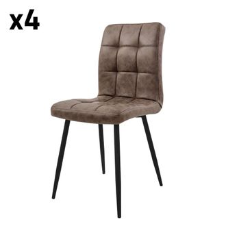 ML Design Lote de 4 sillas de metal, marr&oacute;n