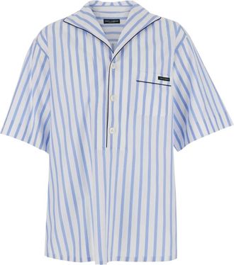 Dolce & Gabbana Gestreepte Poplin Blouse - Heren - Overhemden - Blauw - Maat: XL Katoen