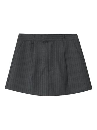 B+ab stripe-pattern shorts - women - Polyester/Polyester/Viscose - S - Grey