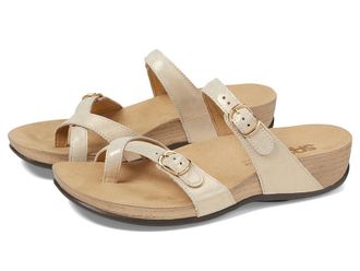 SAS Shelly Adjustable Toe Loop Slide Sandal Womens Shoes Soft Gold : 11.5 M - Medium (B), Leather